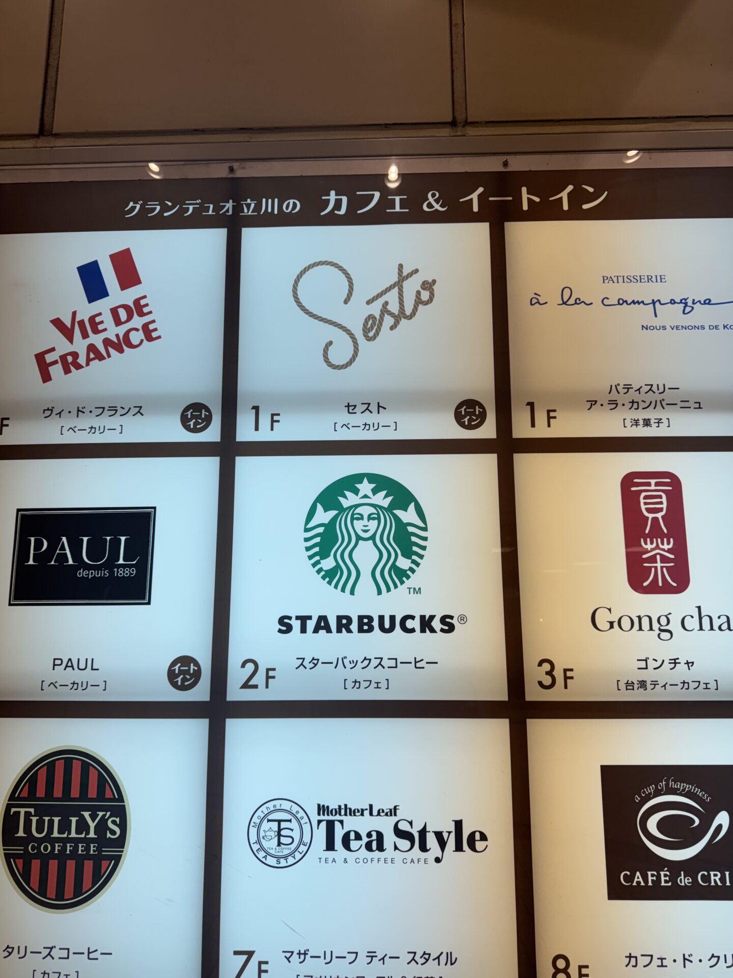 スターバックスコーヒー グランデュオ立川店の店舗情報：グランデュオ立川2階のスターバックス